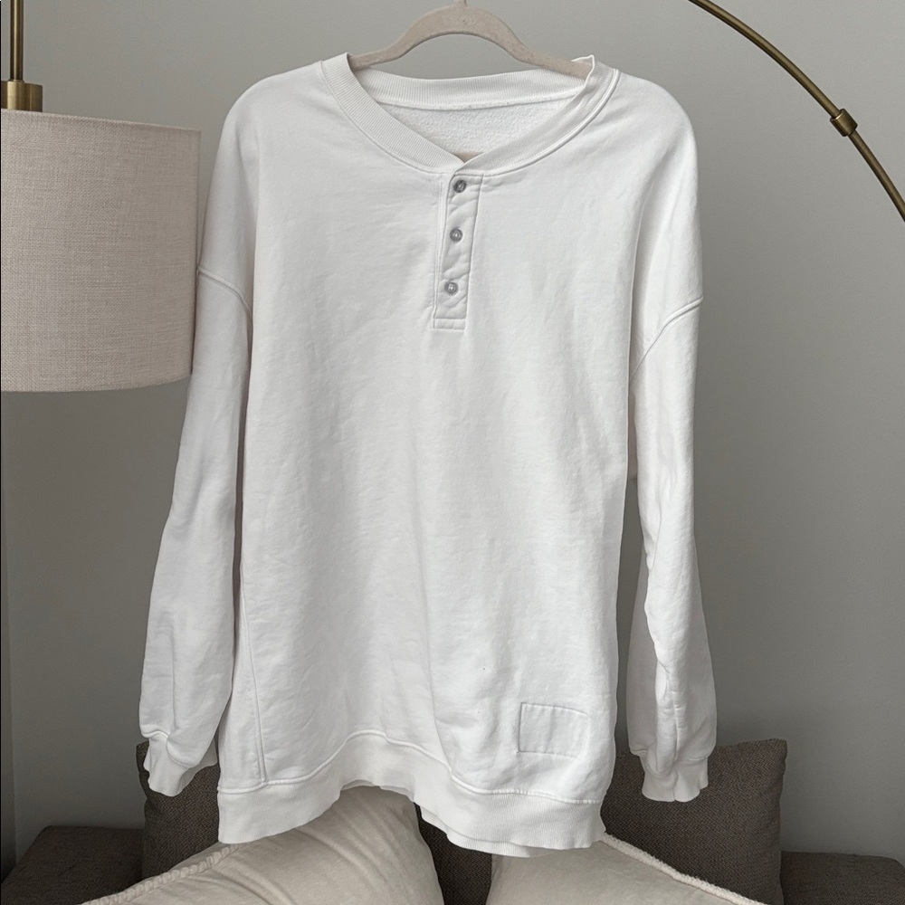 Daily Drills White Henley Sweatshirt